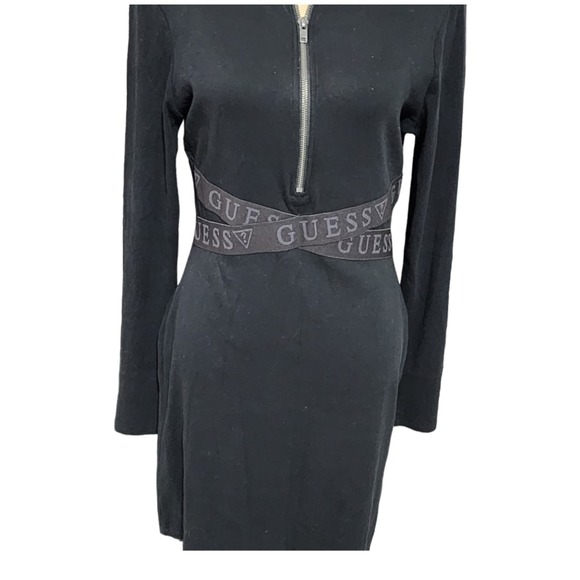 GUESS Women’s Talo Logo Black Dress 1/3 Front-Zip Size‎ XL - Picture 3 of 9